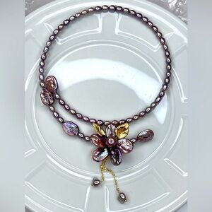Handmade Freshwater Purple Unicorn 🦄 High Quality Pearl Flower 🌺 Necklace